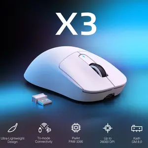 X3 Wireless Gaming Mouse – 49g Ergonomic, PAW3395 26K DPI, Triple Mode, Programmable