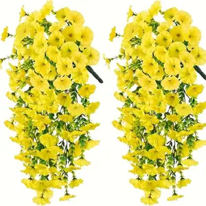 Artificial Hanging Flower, 2 Counts Lifelike Faux Flower, Decorative Flowers for Home Office Garden Party Wedding Living Room Bedroom, Artificial Wisteria Flowers, Artificial Hanging Plant
