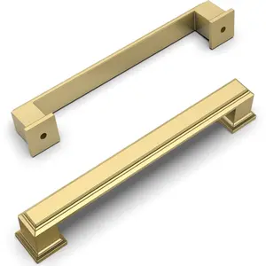 10 Pack Brushed Brass Drawer Pulls 5 Inch Hole Center Brushed Gold Cabinet Pulls Cabinet Hardware Solid Kitchen Cabinet Handles for Bathroom Drawer Pulls Dresser