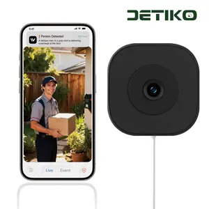 DETIKO 2K Window Camera, Smart Indoor Camera for Home Security, Full Color Night Vision, Person & Motion Detection via 2.4GHz & WiFi, 911 Emergency Dispatch, Quick & Easy Install, US Based Cloud, 24/7 Recording