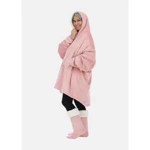 THE COMFY Head-To-Toe Set - Original Wearable Blanket & Sherpa-Lined Slippers for Ultimate Warmth & Snuggly Fuzzy Footwear, Great Gift, Matching Set, Seen on Shark Tank