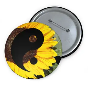 Pin Buttons, SunFlower Zin Design, Exciting & Sun Soaking Good, Custom Badge, Personalized Pin, Floral Button Pin, Fun Sunflower Pin, Yellow