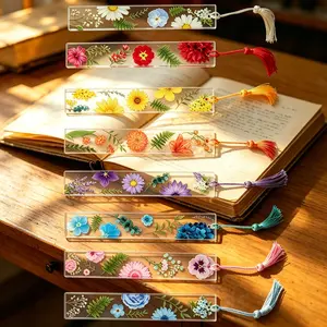 Floral Acrylic Bookmark Set of 8 with Fringe, Perfect Gift for Book Club Readers, Birthday, Holidays, Writers, Teachers, Students, Book Page Markers