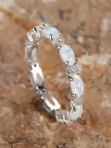 Artificial Zircon Ring, Elegant Rhinestone Decorated Engagement Ring for Women, Party, Daily Clothing Decor, Exquisite Jewelry for Anniversary Birthday Gift, Cubic Zirconia Rings