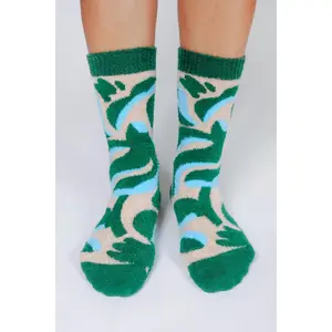 Abstract Cozy Teddy Crew Socks