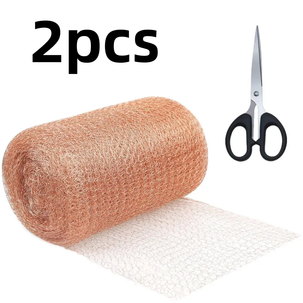 Pure Copper Mesh Slug Repellent Double Layer Pure Copper Roll Metal Copper Tape for Plants Slug Control for Distilling, Hole Filler