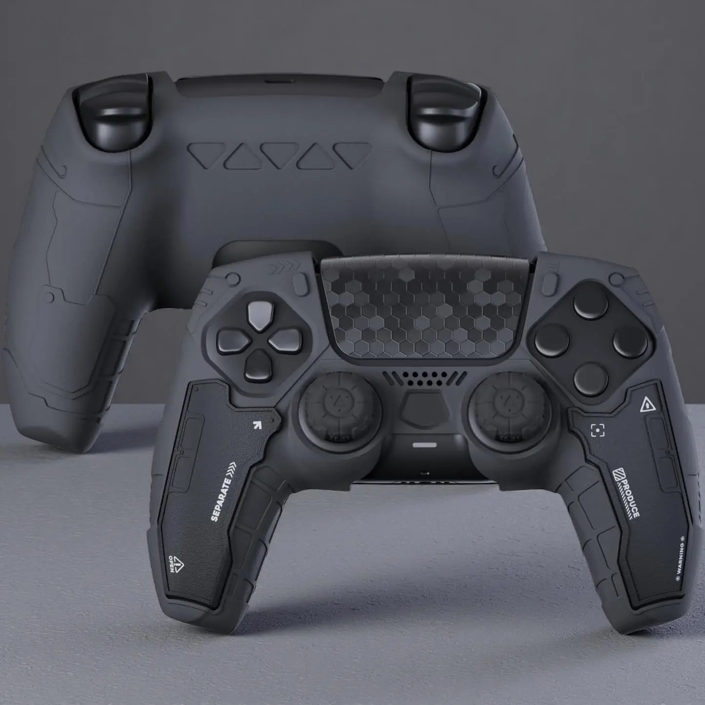 P-L Military Ergonomic DualSense Gamepad Skin Set for PS5 Console, Anti-Slip Silicone Cover for Black Myth: Wukong Video Game, 2 Thumb Grip Caps, 2 Stickers & Joystick Accessories