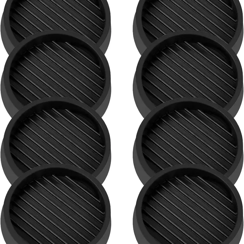 8PCS Round Rubber Furniture Feet Cover, 2x2 Inch Furniture Pads, Caster Cups, with Anti-Sliding Floor Grip, Floor Protectors, Black Table Leg Caps, for Bed, Chair, Sofa, Recliner, Desk, Table