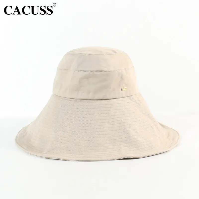 Female Lightweight Solid Over-Sized Bucket Hat - Wide Brim, Foldable, UPF 50+, Space-Saving, Advanced Silhouette, Light Luxury Texture, Sun Safety for Beach & Summer Travel (Large Fit for Adults)