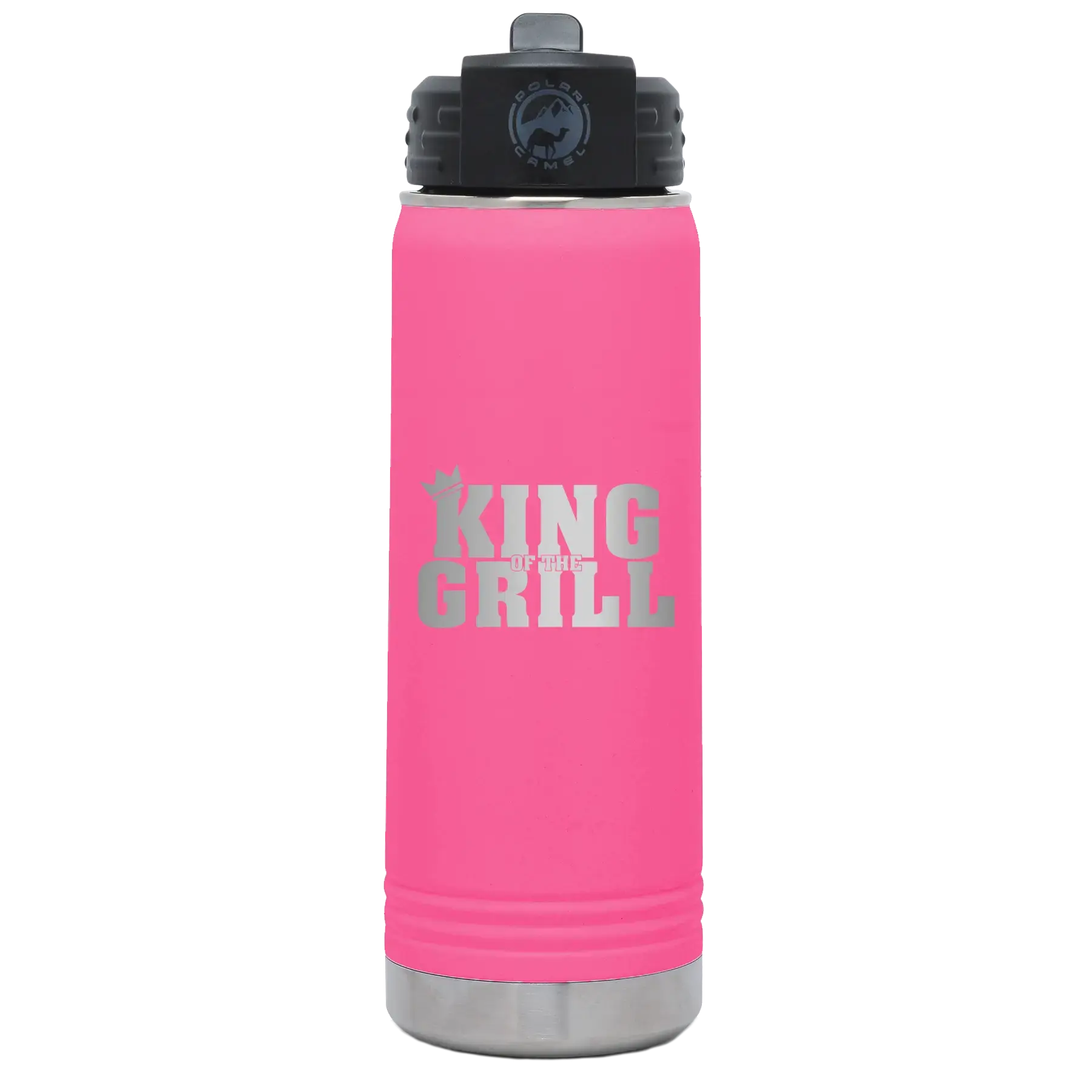 Personalized King of the Grill 20 oz Water Bottle - Pink