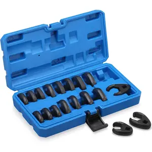 3/8" Drive Crowfoot Flare Nut Wrench Set,18-Piece Chrome Vanadium Steel Crows foot Wrench Set SAE & Metric 3/8"-7/8" and 10-22mm with Organizer Box