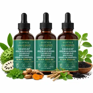 Qizfyzz Soursop Bitters Liquid Drops – 10-in-1 Herbal Blend with Nori, Moringa, Turmeric, Black Seed Oil, Oregano & Ashwagandha | Overall Health Support | Vegan & Non-GMO | 2 fl oz