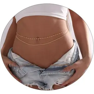 2PCS 18K Gold Plated Waist Chain Satellite Body Chain Layered rope Waist Chains Sexy Bikini Beach Waist Chain for Women Waterproof Adjustable 26.5-33Inch