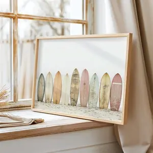 Surfboard Wall Art, Surfboard Beach Ocean, Beachy Wall Art, Minimalist Modern Art Coastal Room Decor, Room Dopamine Decor