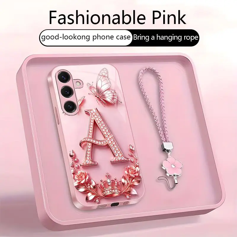 Suitable for [Galaxy S25 ] High-end, stylish letter-patterned phone case, 2D printed pattern, not 3D,full-coverage protection, free lanyard included,Purchase now and enjoy free shipping immediately！YM99