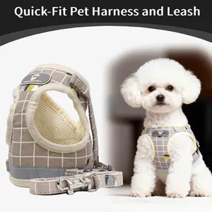 Small Dog Harness and No Tangle Leash Set, Step in No Pull Pet Harness for Small Medium Dogs, Puppy and Cats – Outdoor Walking & Running, Soft Mesh Padded Reflective Vest Harnesses with Adjustable Buckles, Christmas Gifts for Pet Lovers