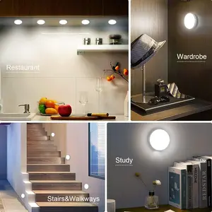6 Pack Motion Sensor Light Indoor [8 LEDs],  Night Light USB Rechargeable,   & 3 Light Modes, Cordless  Sticker Nightlight, for Stair, Closet, Hallway - 6000K Cold White