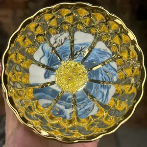 Golden 3D Blue Dragon Decorative Artwork with Vibrant Blue Hue and Golden Accents for Unique Eye-catching Decor