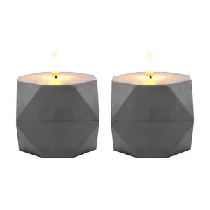 LumaBase 2ct Geometric Candles w/ 3D Wick Flame