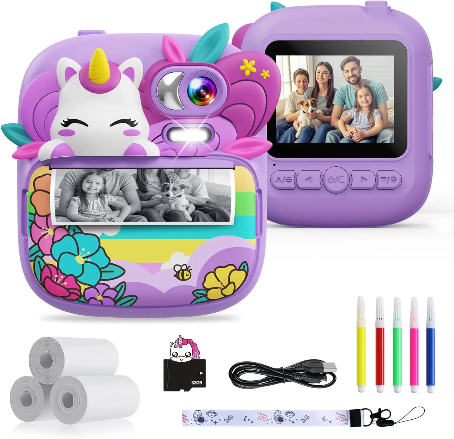 Kids Camera Instant Print,  Camera for Kids with Printable Photos,  Camera Toys for Children, Digital Camera Birthday Gifts for Girls instant print