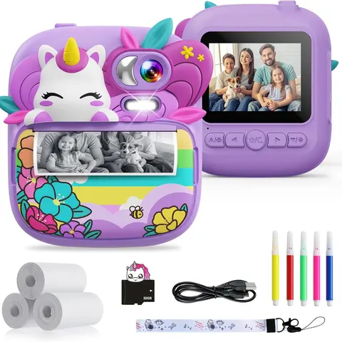 Kids Camera Instant Print,  Camera for Kids with Printable Photos,  Camera Toys for Children, Digital Camera Birthday Gifts for Girls instant print
