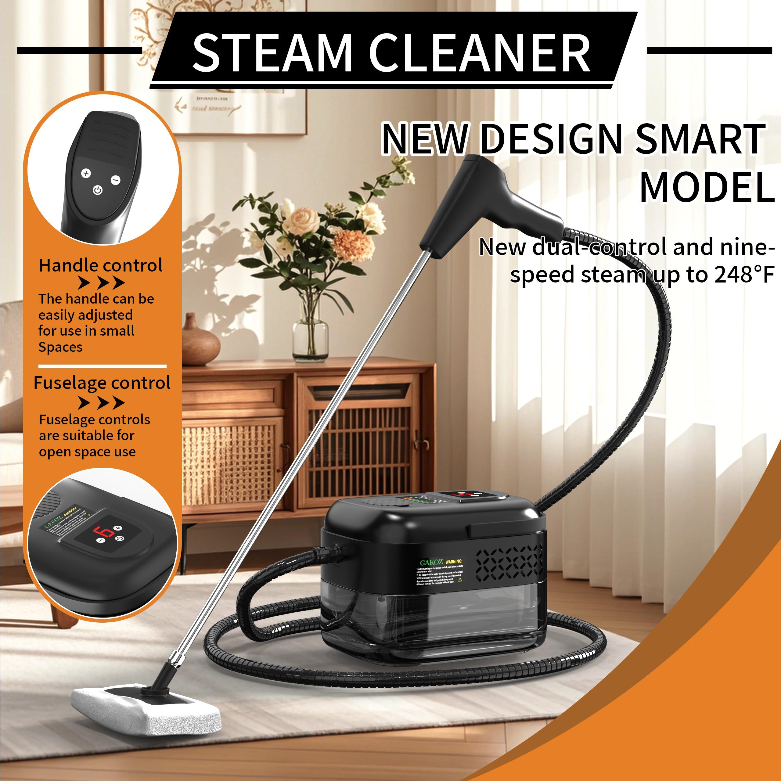 Household portable handheld steam engine with handle to control steam output. Widely applicable, multifunctional and integrated, convenient and fast to use, suitable for various scenarios such as kitchens, cars, dirty floors, bathrooms, etc