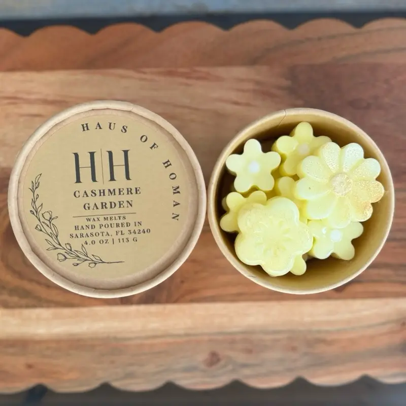 H|H Cashmere Garden Hand Poured Wax Melts Scoops 4.0 oz | 113 G - Flower Shaped Coconut Wax Scoop Cups for Cozy Fragrance