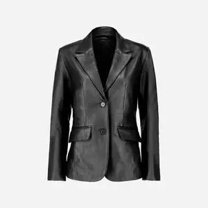 Women's Jild Classic Lambskin Black Leather Blazer