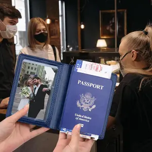 Passport Holder, PU Leather Passport Case with Waterproof Card Slot, Travel Accessories for Men & Women