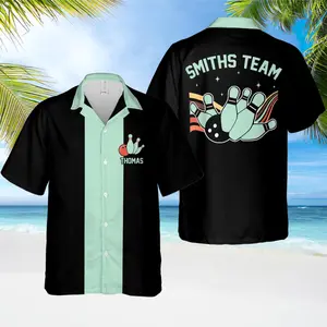Personalized Bowling Hawaiian Shirt, Custom Button Down Shirt, Bowling Team Shirt, Retro Bowling Shirt Custom, Bowling Gifts Bowler Shirts