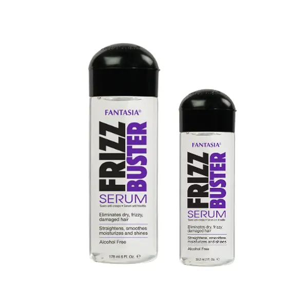Fantasia IC Frizz Buster Hair Serum, Lightweight Anti-Frizz Smoothing Oil for Dry, Curly Hair, Alcohol-Free Treatment, 6oz + 2oz Bundle, Argan Oil, Coconut, Haircare, Restore, Daily, Wavy, Shiny Hair