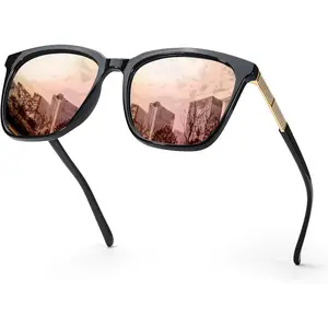 SIPHEW Fashion Oversized Sunglasses for Women Square Frames with UV Protection and Stylish Mirror Lenses Polarized Gray/Green Lens