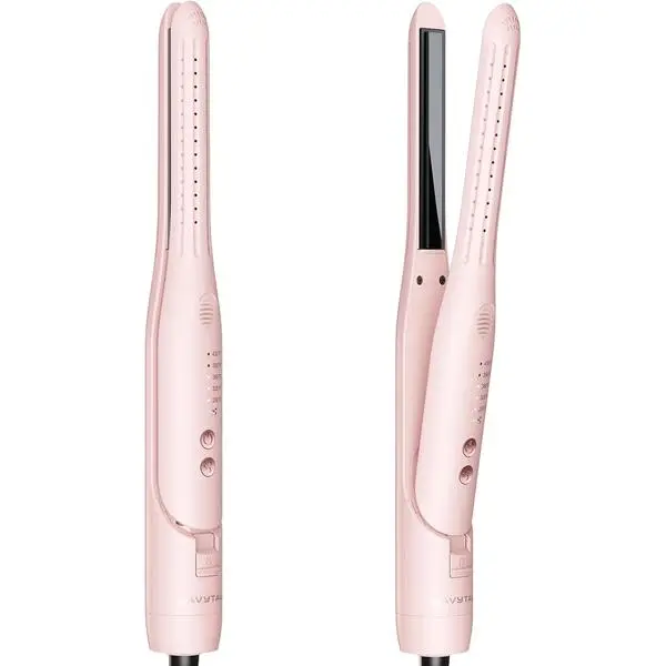 Wavytalk Cool Curl Pencil 0.65" Airflow Curling Iron for Short Hair & Pixie | 360° Cool Airflow Reduces Damage, Anti-scald, Precise Root Styling Control, 2-in-1 Small Flat Iron & Curler, Pink