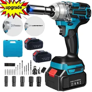 21V Brushless Impact Wrench Tool Kit - Lithium-Ion Fast Charging Charger, Ergonomic Upgraded Handle, Drill Bits, Portable Power Device, Tools for Mechanics, Home and Car Hardware Use