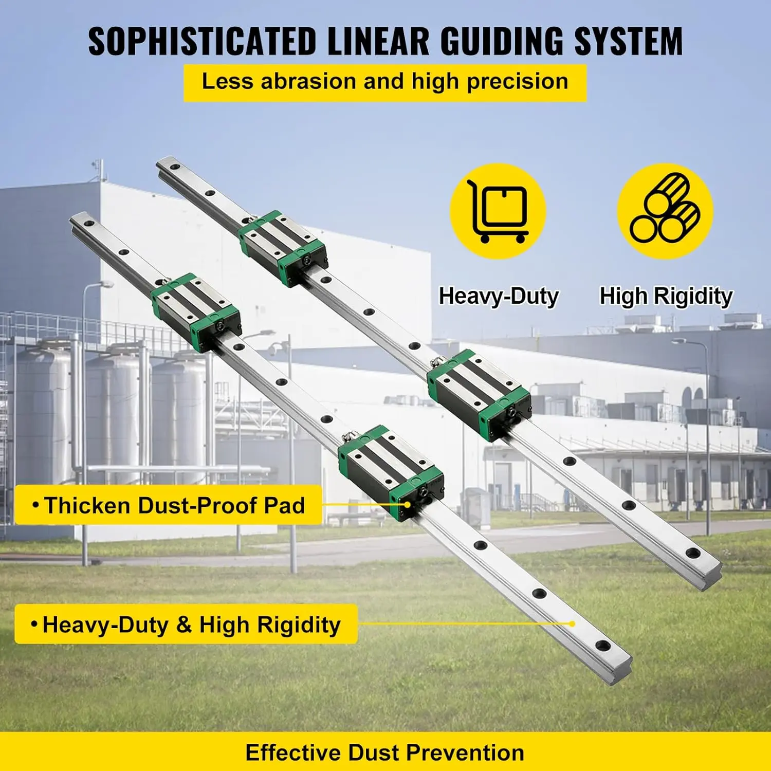 VEVOR Linear Guide Rail, 2PCS HGR20-1000mm Linear Slide Rail + 1Pcs ...