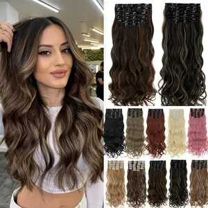 2025 NEW 15pcs Thick Clip-In Hair Extensions, 22" Long Wave Wavy, Full Head Soft Invisible Hairpieces, High Temperature Fiber, Natural Look for Women