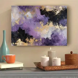 Abstract Purple Gold Canvas Decorative Artwork - Framed Wall Decoration for Home, Dormitory, and Apartment| Perfect Holiday Gift| Can be directly hung up