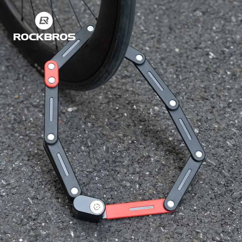 Heavy-Duty Folding Bike Lock, 120cm Anti-Theft Alloy Steel Chain for E-Bikes & Motorcycles with Waterproof Design & Frame or Seat Mounting, Portable, Easy
