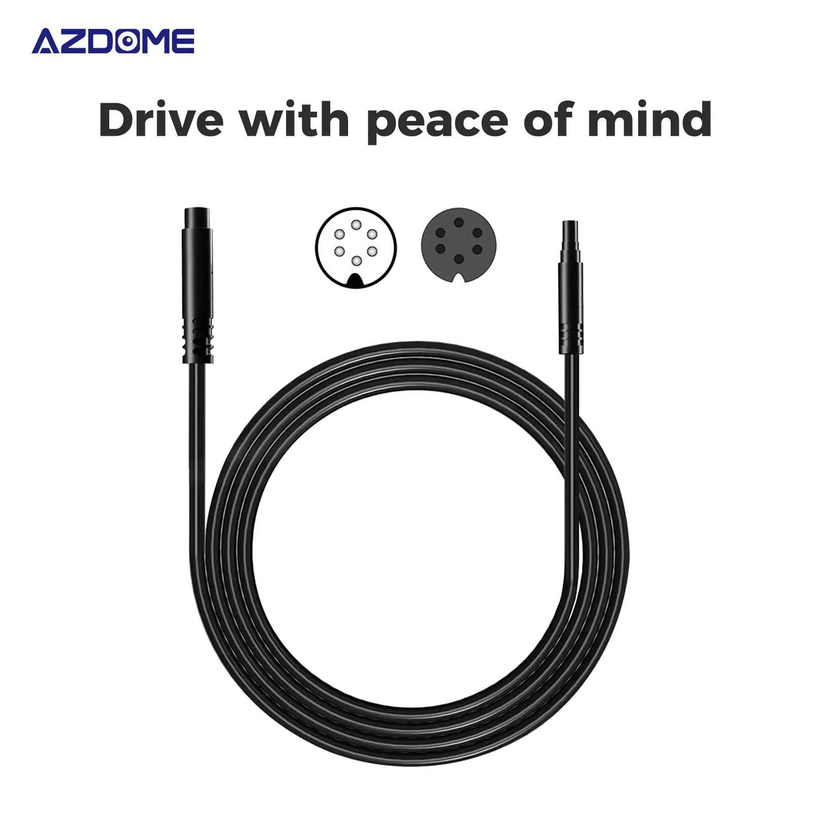 AZDOME 6-Pin 20ft/6m Dashcam Extension Cable, Compatible with M550 & M550 Max Rear Camera, Automotive Video Surveillance Rear Extension Cord