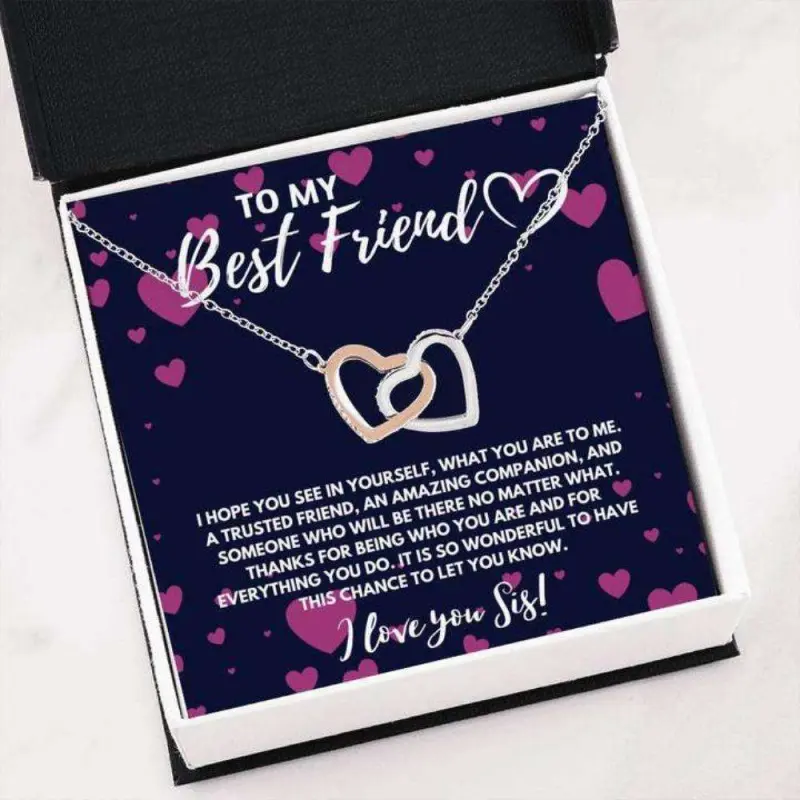 Friend Necklace, Sister Necklace, To My Best Friend Bff Soul Sister Interlocking Heart Necklace Gift, Message To My Daughter, Daughter Gift, Father Daughter Necklace, Christmas Gift, Birthday Gift 218