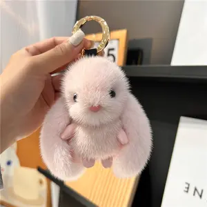 Cute Imitation Mink Fur Bunny Keychain Pendant Plush Doll Backpack Decoration Birthday Gift