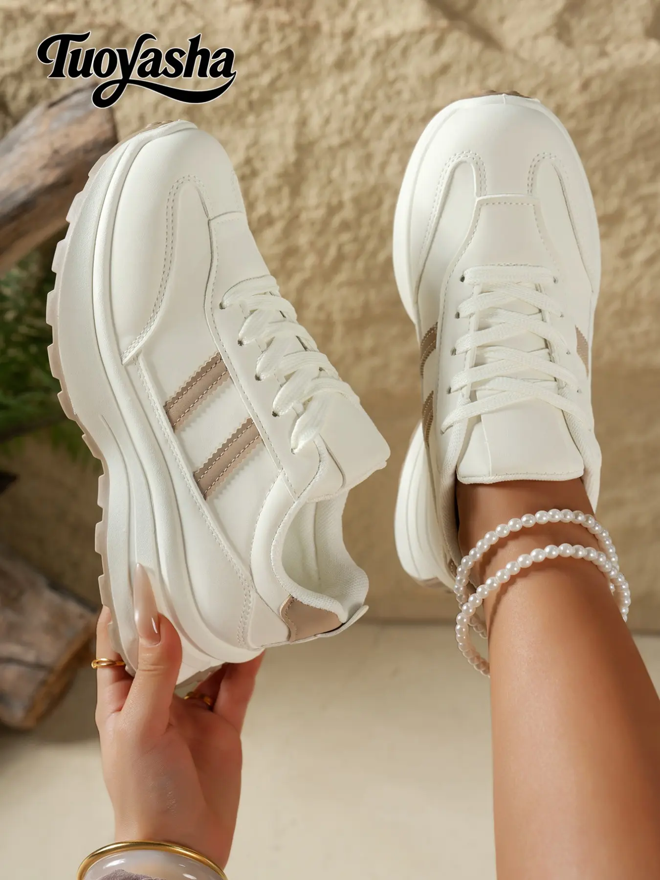Comfortable Women's Sports Shoes Lace up sneakers Leather Upper Breathable Inner Lining Fits Foot Shape No Rubbing All Seasons Casual Style Sneaker