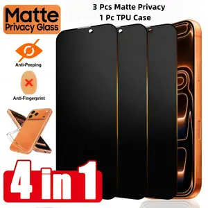 3pcs Privacy Glass + Tpu Case, Full Screen Matte Privacy Film, 9h+ Hardness, Scratch-Resistant, for iPhone 17/16/15/14/13/12/11 Series Accessories