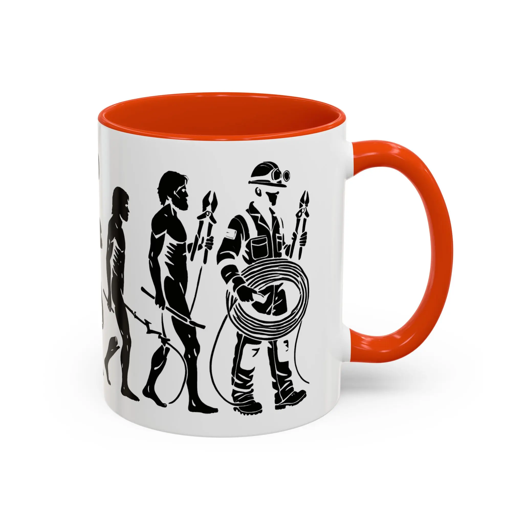 Taza Evolución del Hombre a Electricista - Regalo para Electricistas y Amantes de la energía - Taza de Cerámica con Diseño Único - Mango de Color