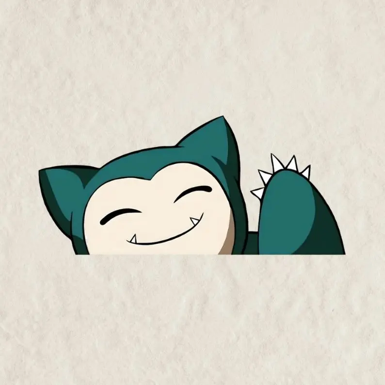 Snorlax Waving Peeking Sticker, Funny Gift Waterproof Glossy Sticker, Decal for Laptop, Water Bottle, Car, Gamer Gift