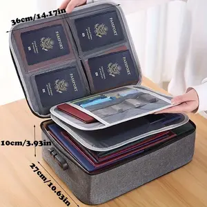 Secure Fireproof Document Holder with Lock and Money Pocket -Multi-layer Storage for Documents, Passports and Certificates - Portable Organizer for Home, Office, and Travel