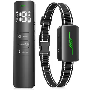 2025 IPX7 pet dog training collar anti-barkingring for 10-120lbs,2600FT E-Collar forLarge Medium(Black)