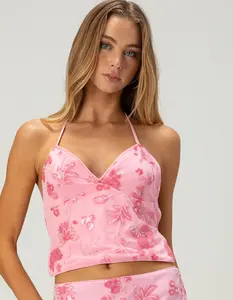 FULL TILT Womens Beaded Halter Top