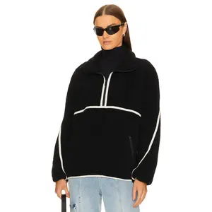 LAMARQUE Helsa Fleece Jacket in Black & Ivory