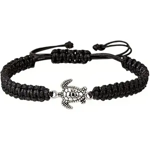 Boho Turtle Charm Bracelets for Women Men  Red Black Adjustable Turtle Bracelets for Women
